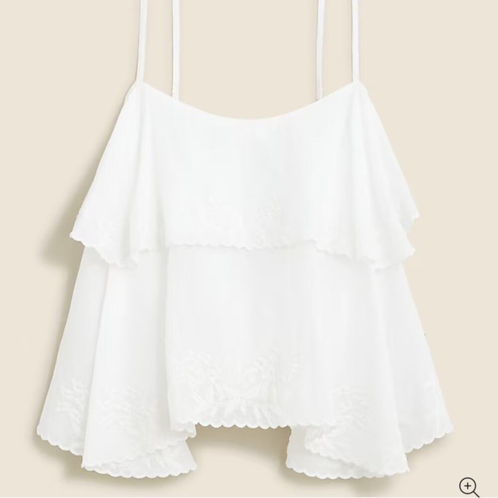 J. Crew White Embroidered Cotton Voile Tank Blouse Cami size medium - Picture 4 of 10